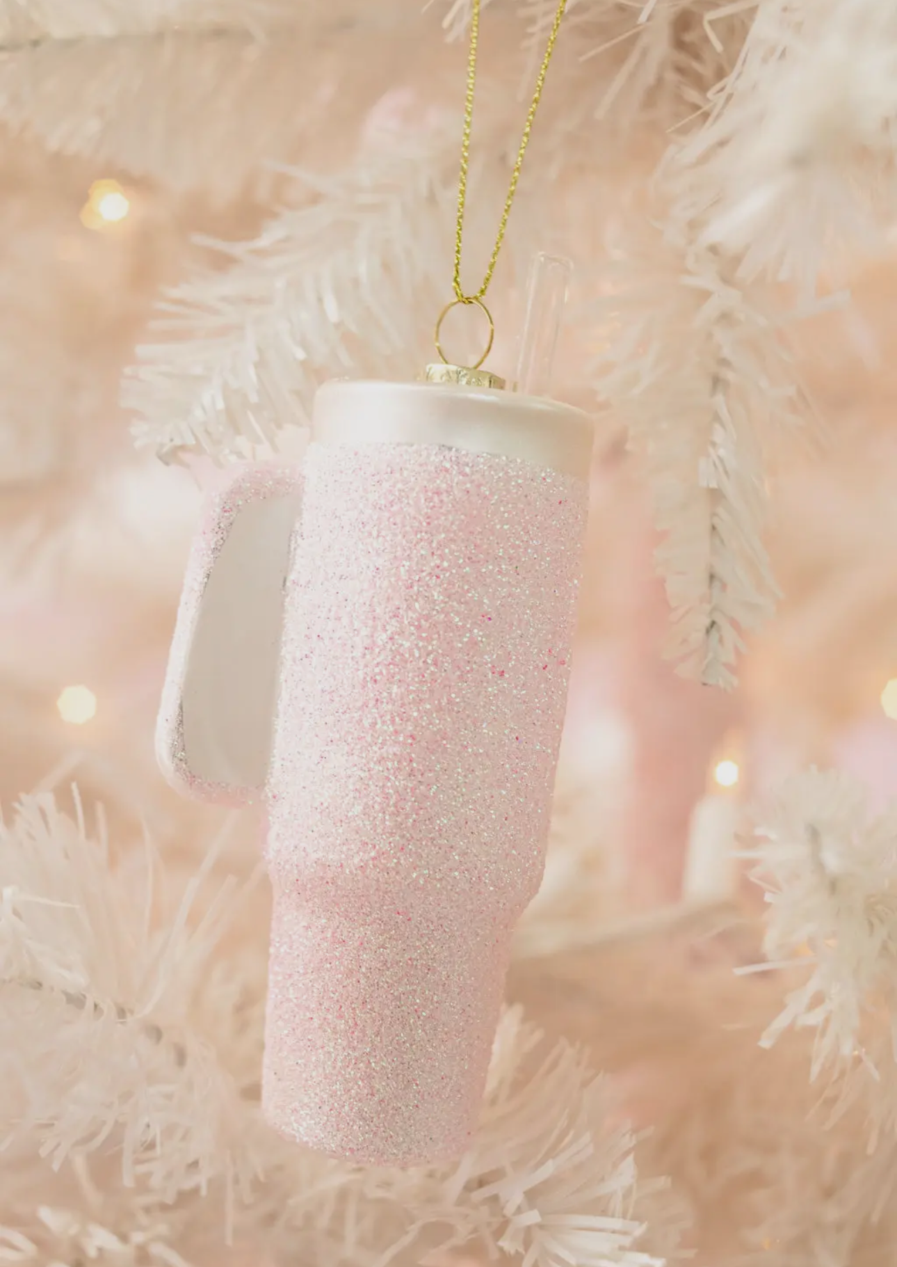 Pink Glittered Tumbler Ornament