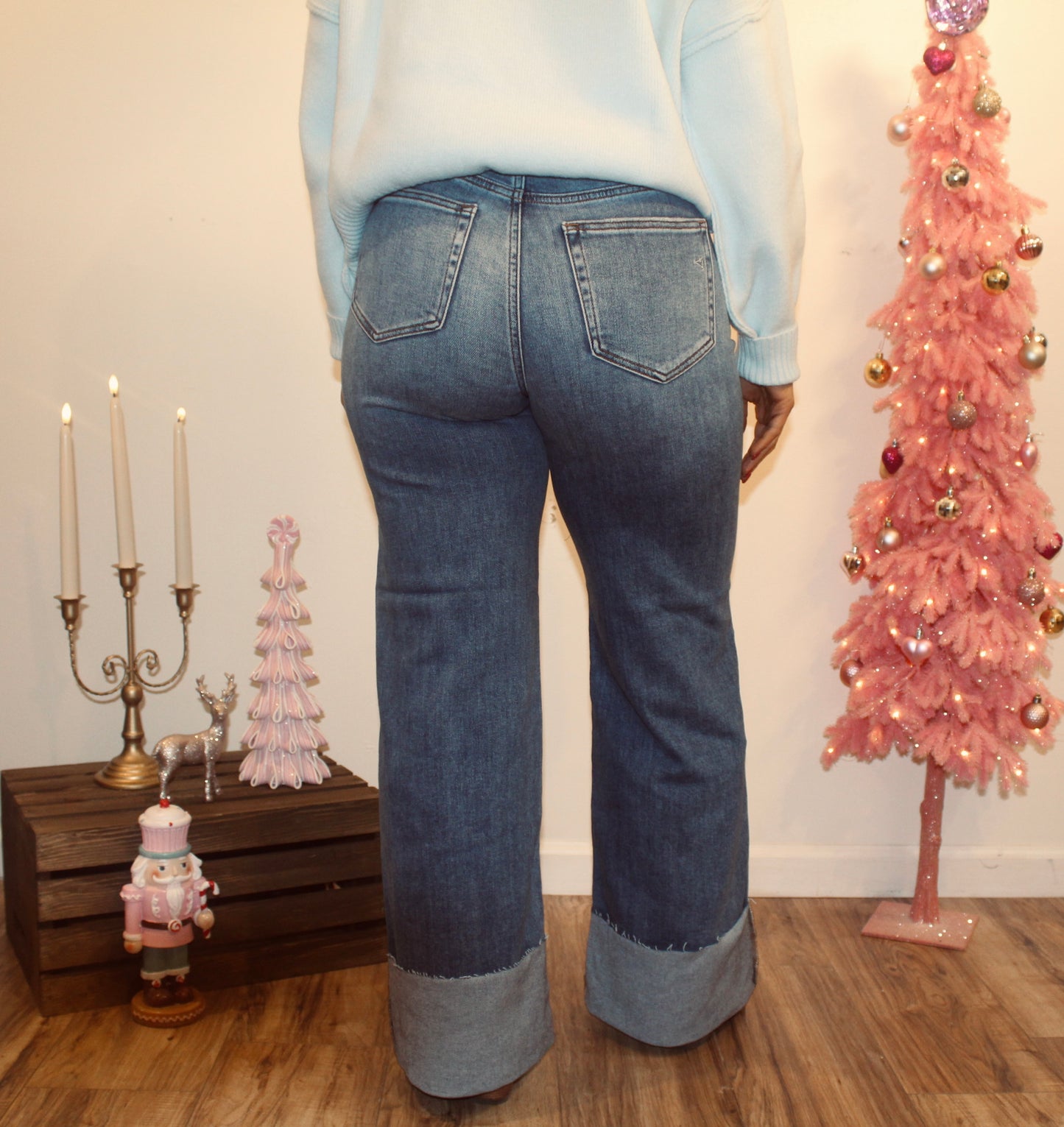 Cuffed High Rise Comfort Flare Jeans