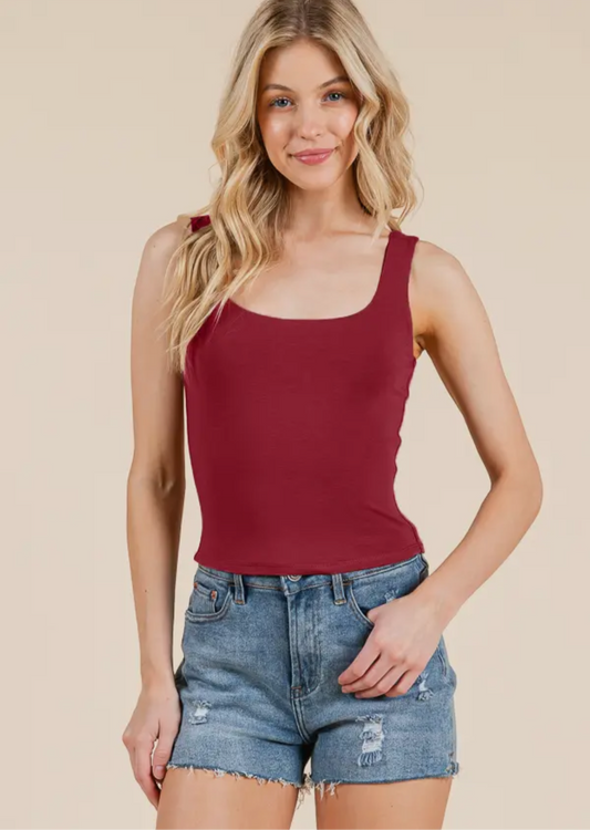 Double Layered Crop Tank | Burgundy