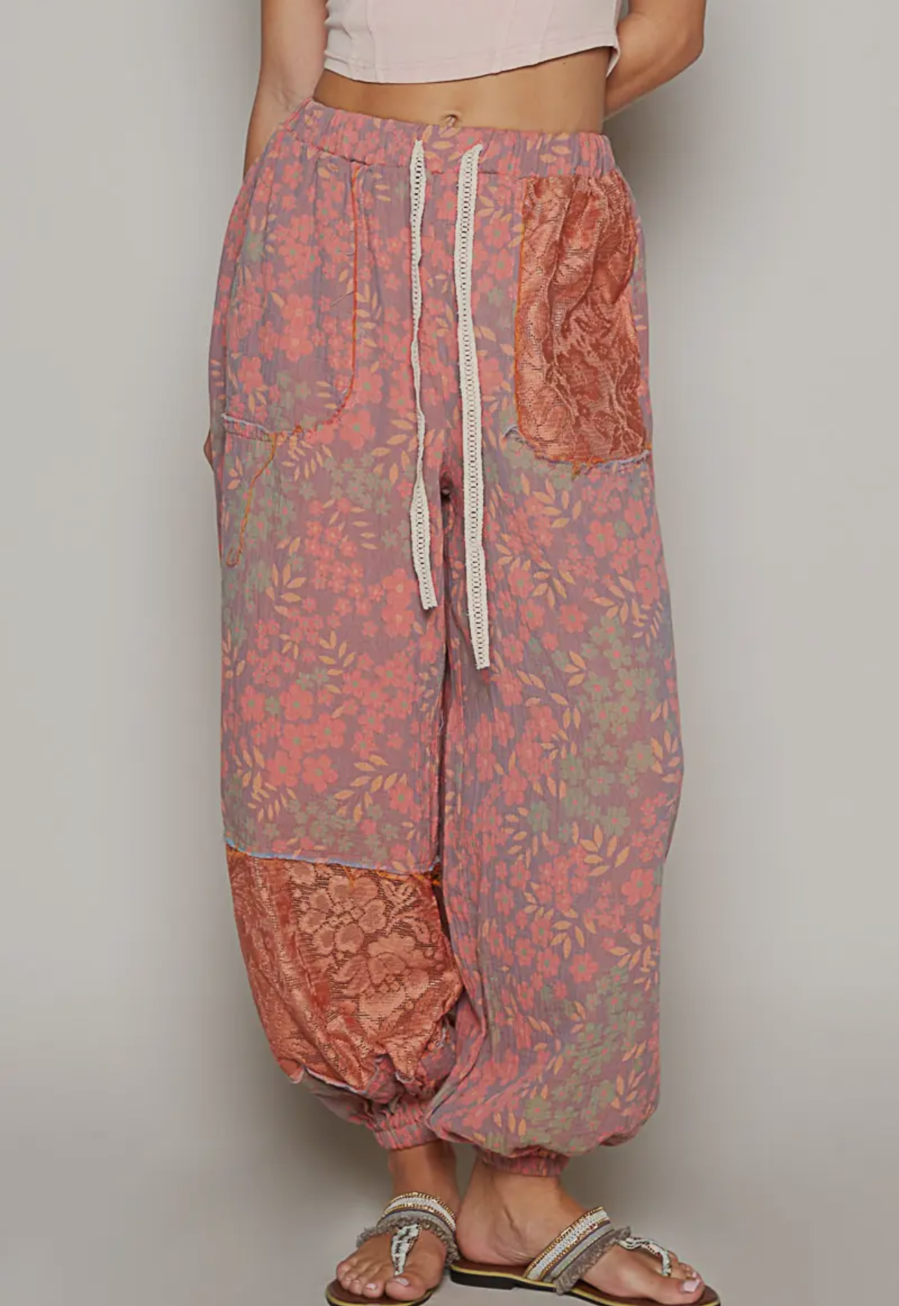 Boho Plaid Woven Joggers