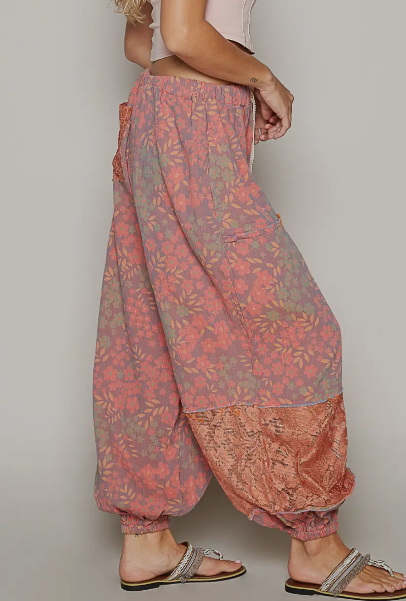 Boho Plaid Woven Joggers