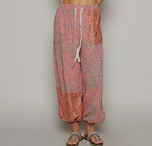 Boho Plaid Woven Joggers