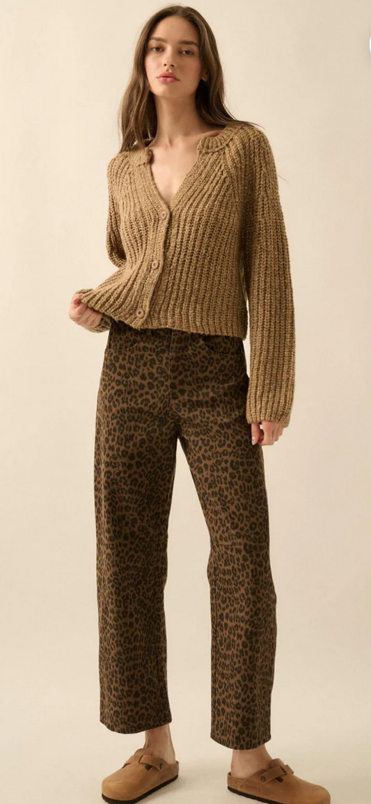 Soft Sunday Ribbed Knit Buttoned V-Neck Cardigan